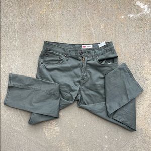 Men's Wrangler Jeans Straight Fit Olive Green 30x30 Cotton & Spandex